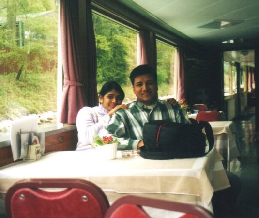 Vidya and Vasu in boat