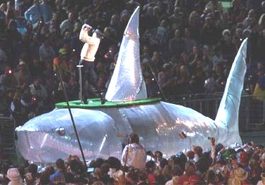 Greg Norman on the shark float