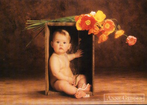 Baby with autumn flowers