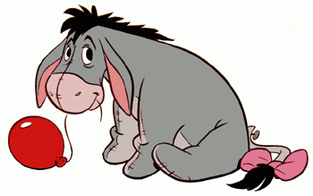 Eeyore and a purdy red ballon