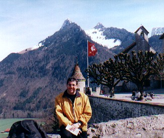 Roberto standing outside the Gruyeres castle