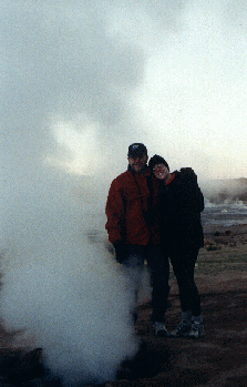 Roberto and I, freezing, at the geysers