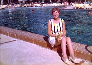 Annette VanderPutten beside pool