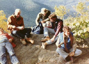 Image Elizabeth and hiking party resting on mountain