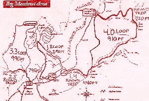 Image drawing of hiking trails near Big Meadow