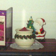 poinsettia pot & Santa w/light up tree