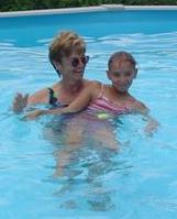 Amy & Mom taking a dip