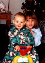 Amy and Noah at Christmas 1999