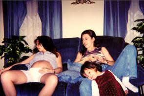 The Kubala girls relaxing on the couch