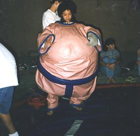 Hongee getting ready to sumo wrestle -- Grad Night June '97 MCHS