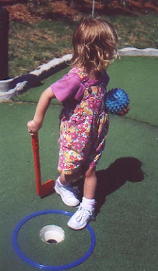 Playing mini golf