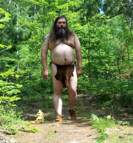 brown deerskin loincloth, walking