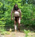 brown deerskin loincloth, walking, thumbnail