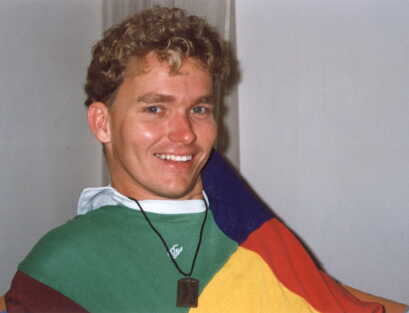 Malcolm in Multi-coloured Canterbury Jersey