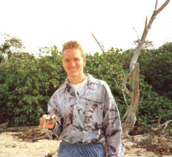 Malcolm caught a sand crab