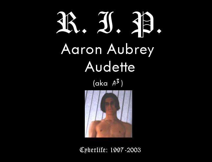 R.I.P. Aaron Aubrey Audette Cyberlife: 1997-2003