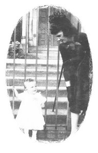 Lucy Brown Finley standing with daughter Gladys.