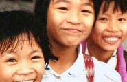 three young vietnamese school girls