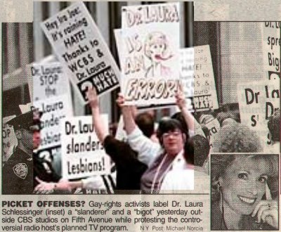 Demonstrating in front of WCBS, from the NY Post