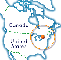 Map Locating Toronto in North America