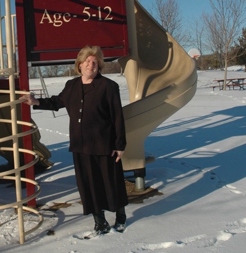 Martha out for walk in snow