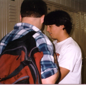 Stephen and myself at his high school locker during the 95-96 school year