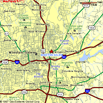 map of Winston-Salem, NC