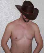 No Shirt Brown Cowboy Hat Tipped Down Pic8