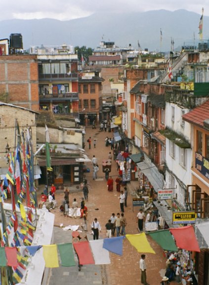 Street scene from rooftop cafe