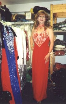 My red sequinned gown