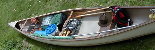 Canoe, loaded for a month long trip