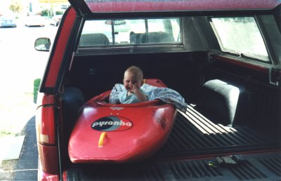 Sitting in the kayak