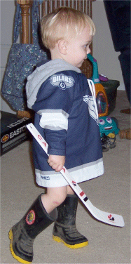 Tyler playing hockey