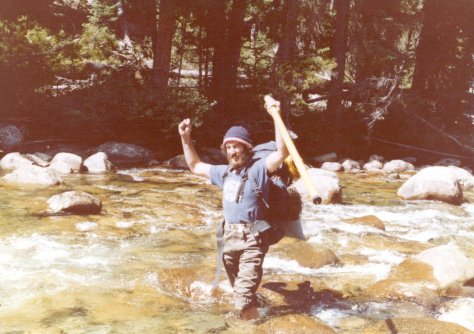 Danny The Strong Man Crossing Stillwater River In  the Beartooths 1979