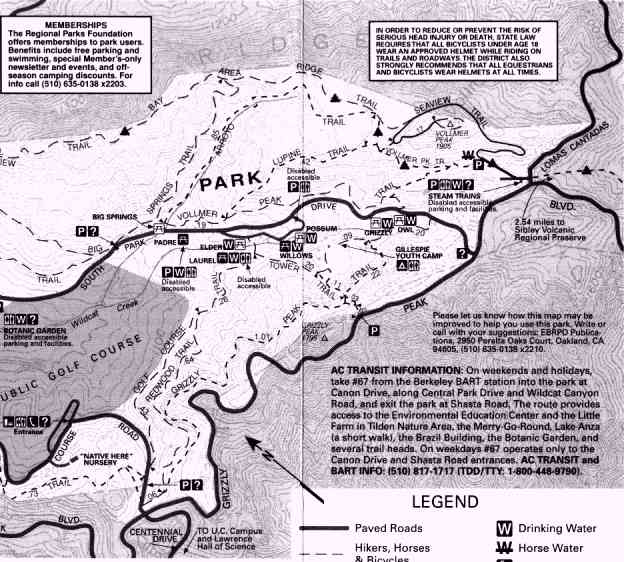 Tilden Regional Park Trail Map