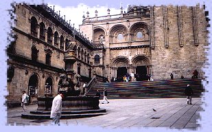 Santiago de Compostella main square and entrance to the cathederal