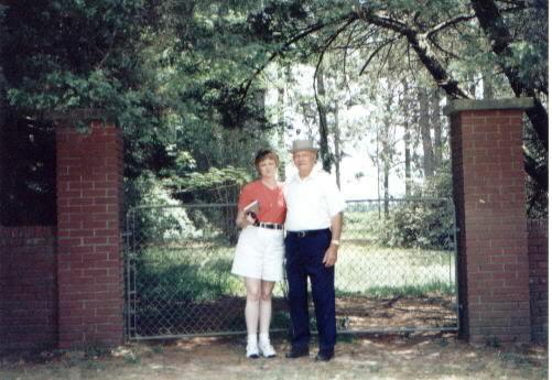 Judy at entrance to the Young cemetery