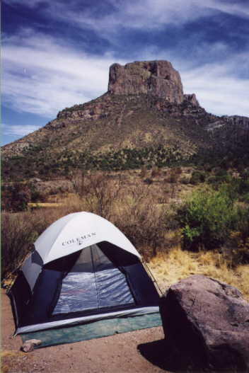 tent and rock