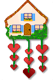 house with haning hearts