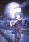 Rei in the moonlight wearing a yukata