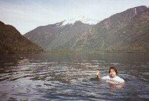 Dave swimming in Baker Lake